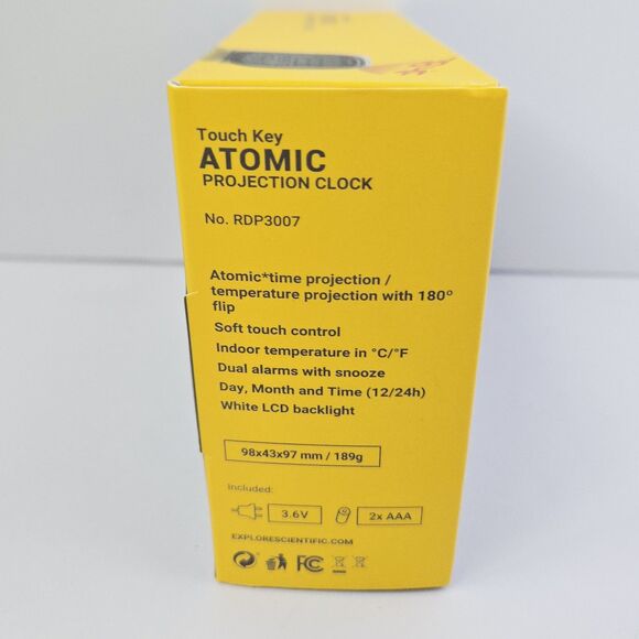 Explore Scientific Atomic Projection Clock Touch Key Metallic Grey Finish - Picture 5 of 9